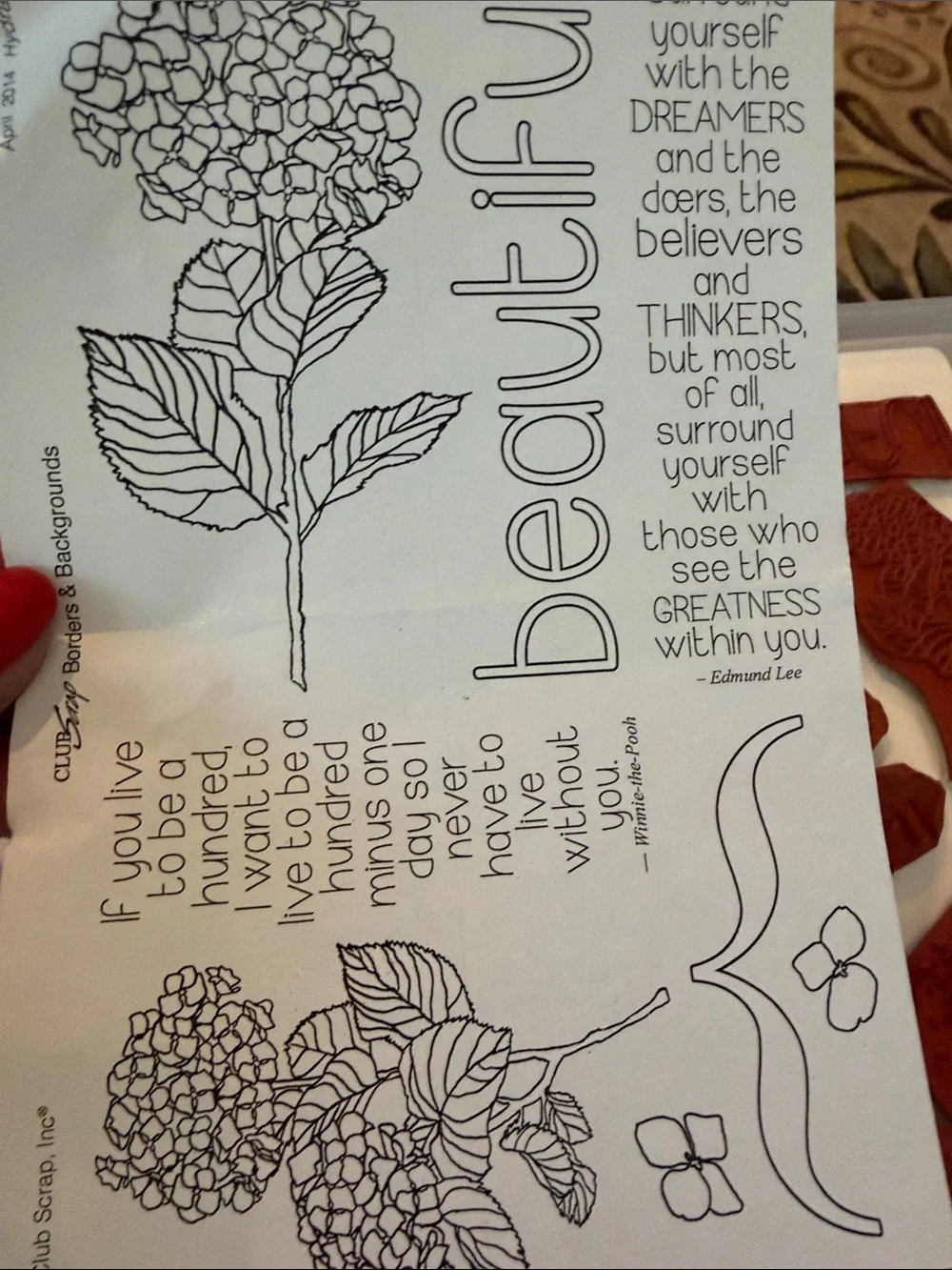 Hydranga Floral Sentiment rubber mount  Stamp Set